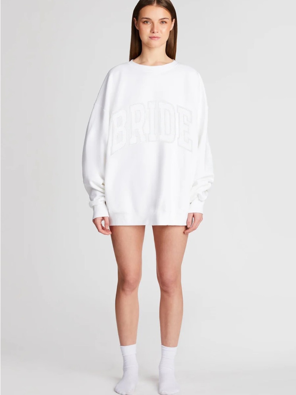 The Bar White 'BRIDE' Embroidered Crewneck Sweater - Picture 1 of 3